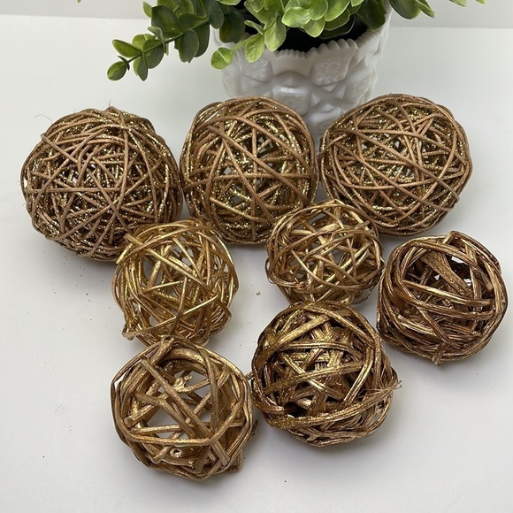 Gold Grapevine Decorative Balls 8 pcs - Picture 8 of 10